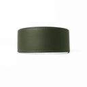 An OLIVE GREEN leather Whippet dog collar, a sighthound collar cut that is wider at the front than at the back, the Whippet Dog Collar is made-to-order in England from fine Italian Calf Leather for a dog collar that is made to last. 