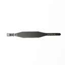 A picture of calf leather Whippet collar laid flat that details the distinctive design of a sighthound collar - the wide front tapering to the narrower buckle fastening. 