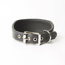 Another closeup picture of a Whippet Collar from the back the showing the details of this simple and stylish handmade calf leather collar. 