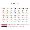 A colour chart grid of the 28 different colourways available to choose from for the luxury Dog Snuggle Bed in Faroe fabric.