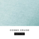 A fabric colour swatch of Cosmo, a premium upholstery-quality fabric used for Charley Chau's luxury donut dog beds, shown in pale seafoam blue, with the text 'COSMO CRUISE' and a black 'Styled To Order' label below on a white background.