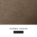 A fabric colour swatch of Cosmo, a premium upholstery-quality fabric used for Charley Chau's luxury donut dog beds, shown in warm cocoa brown, with the text 'COSMO COCOA' and a black 'Styled To Order' label below on a white background.