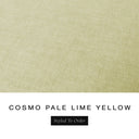 A fabric colour swatch of Cosmo, a premium upholstery-quality fabric used for Charley Chau's luxury donut dog beds, shown in pale lime yellow, with the text 'COSMO PALE LIME YELLOW' and a black 'Styled To Order' label below on a white background.