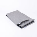 Folded Spare Covers for Charley Chau's Luxury Bliss Bolster Dog Bed in a grey woven upholstery fabric