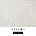 A close-up of the soft off-white cream machine washable dog bed fabric swatch used for Charley Chau spare dog bed covers for the bolster dog bed, with the text 'VELLUM' and 'Styled To Order' below.