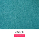 A close-up of the deep teal green machine washable dog bed fabric swatch used for Charley Chau spare dog bed covers for the bolster dog bed, with the text 'JADE' and 'Core Collection' below.