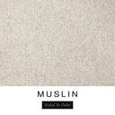 A close-up of the soft warm cream machine washable dog bed fabric swatch used for Charley Chau spare dog bed covers for the bolster dog bed, with the text 'MUSLIN' and 'Styled To Order' below.