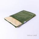 A spare Snuggle Bed / Burrow Bag Cover in the Classic Blanket Top style in Velour Leaf taken on a white backdrop.