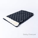 A spare Snuggle Bed / Burrow Bag Cover in the Classic Blanket Top style in Dotty Charcoal  taken on a white backdrop.