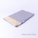 A spare Snuggle Bed / Burrow Bag Cover in the Classic Blanket Top style in Dotty Dove Grey taken on a white backdrop.