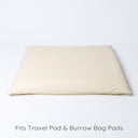 Picture showing a Charley Chau Waterproof Bed Liners on a Travel Pad Mattress for Travel Pads and Burrow Bags. 