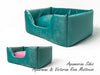 Deeply Dishy Dog Bed by Charley Chau - Velour Aquamarine & Victorian Rose