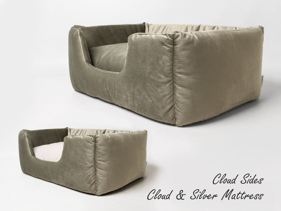 Deeply Dishy Dog Bed by Charley Chau - Velour Cloud & Silver