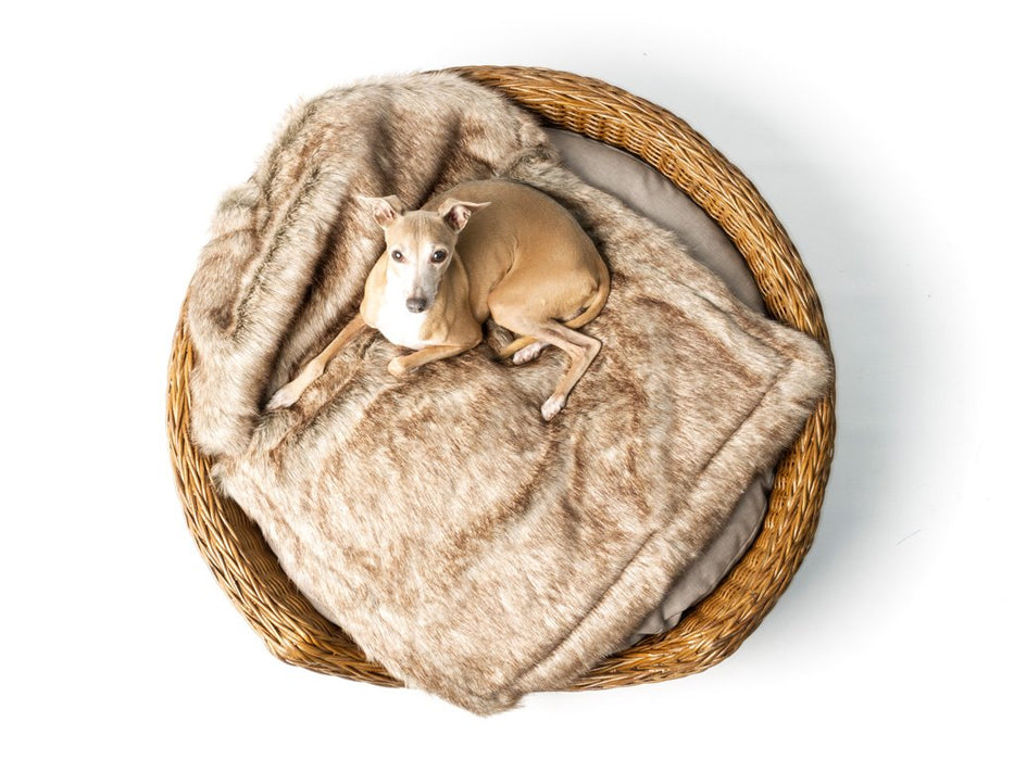 Double Rattan Dog Basket & Mattress Set - Round