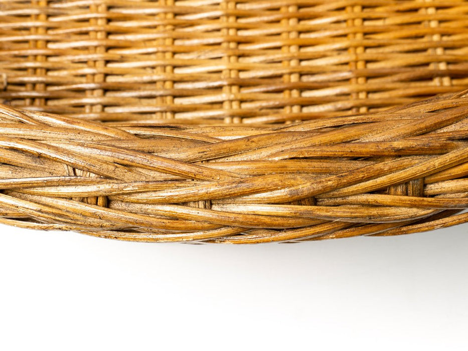 Double Rattan Dog Basket & Mattress Set - Round