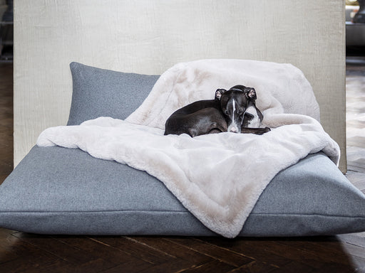 Charley Chau Faux-Fur Dog Blanket in Silver Mink - machine washable, designer dog blanket