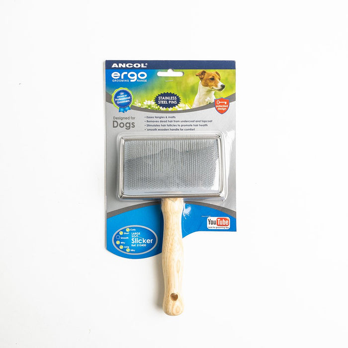 Ancol Ergo Wooden Handle Slicker Brush