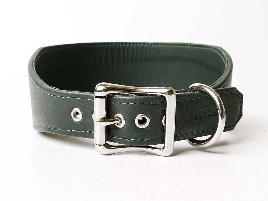 Bespoke Leather Greyhound Collar - Bottle Green - by Petiquette Collars at Charley Chau