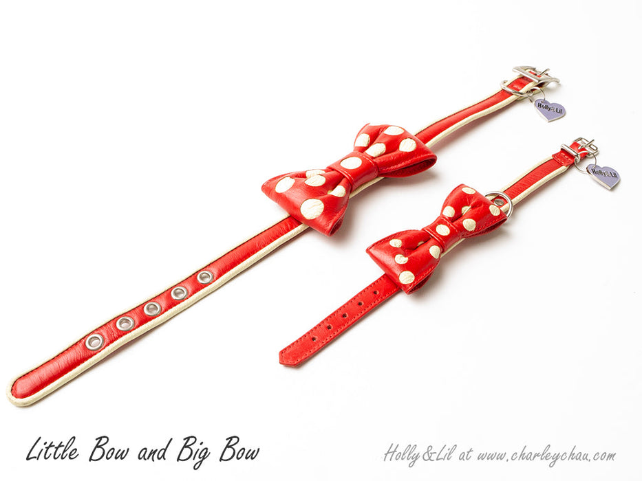 Bow Tie Leather Dog Collar by Holly&Lil