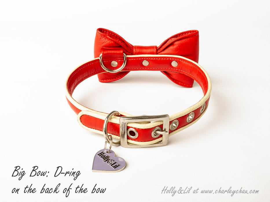 Bow Tie Leather Dog Collar by Holly&Lil