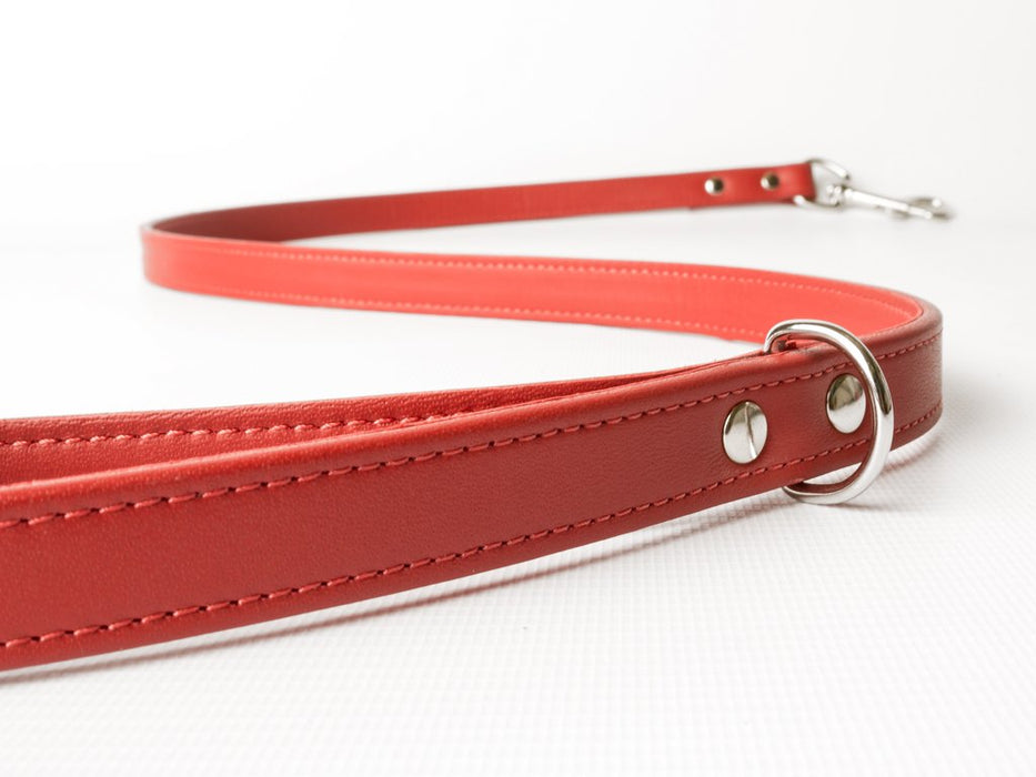 Bespoke Leather Dog Lead - shown in Ruby