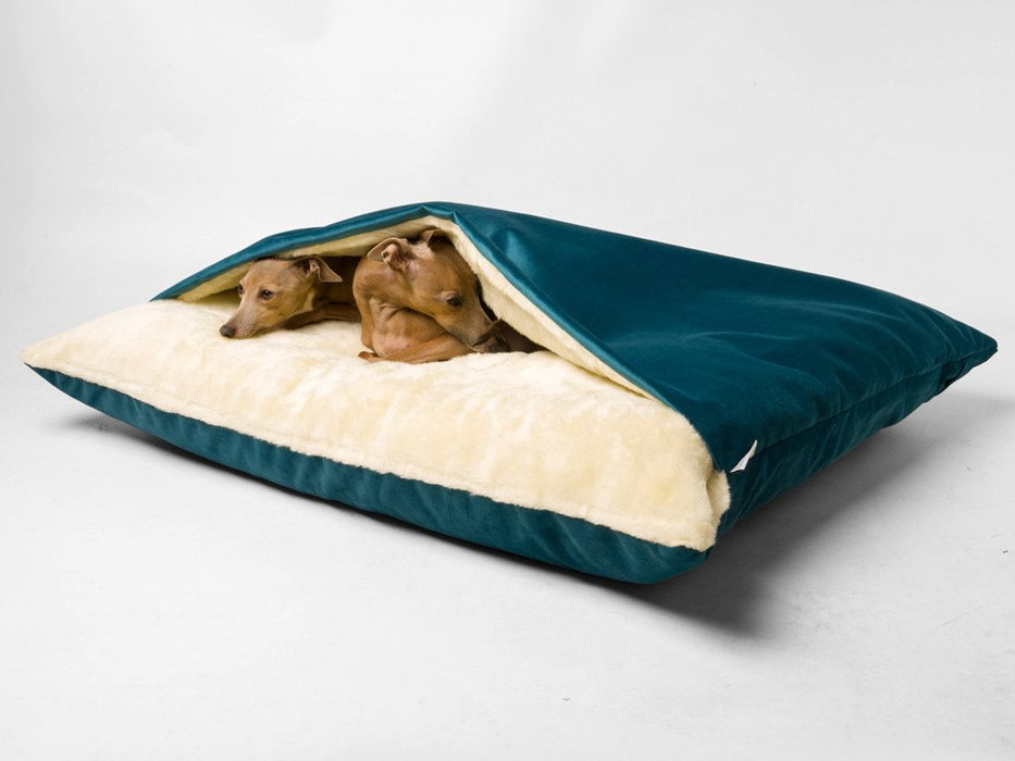 Snuggle Bed shown here in Velour Teal