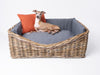 Luxury Rattan Dog Basket with mattress and bed bumpers