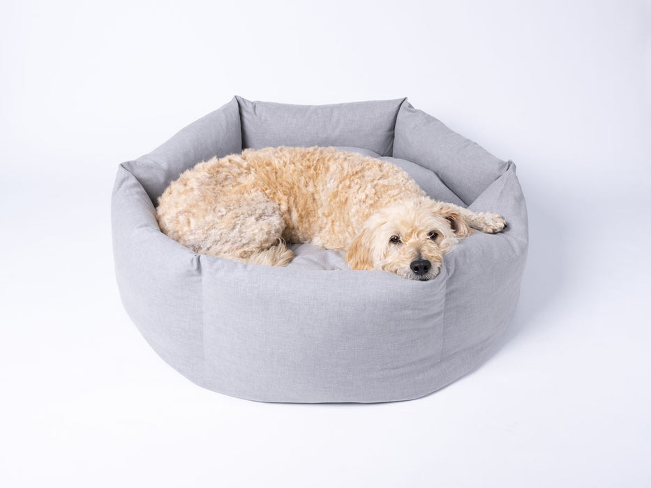 Charley Chau Ducky Donut Dog Bed in China Gray with Alfie, Labradoodle in the large size dog bed
