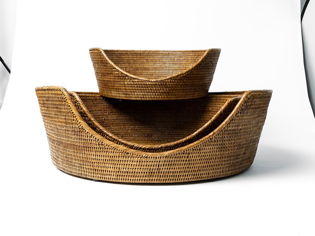 Round Rattan Peel Dog Basket