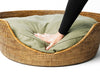 Luxury Rattan Peel Dog Basket & Mattress Set - Round