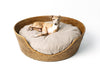 Luxury Rattan Peel Dog Basket & Mattress Set - Round