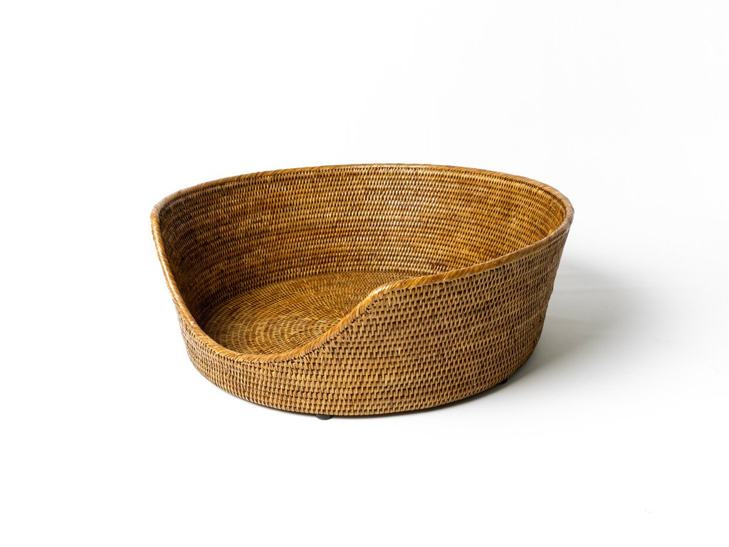 Round Rattan Peel Dog Basket