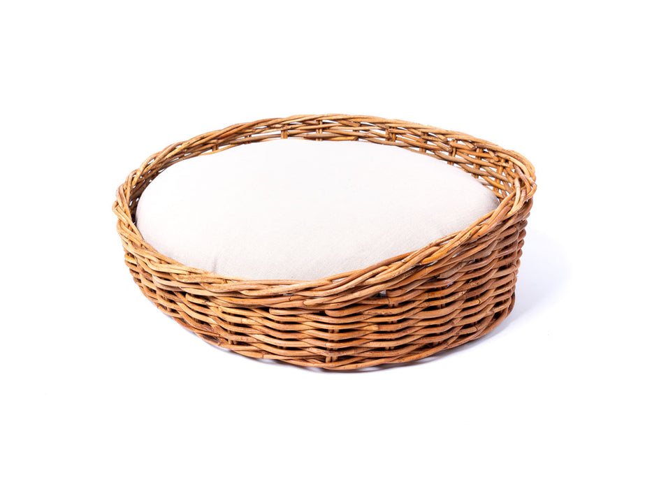 Luxury dog bed: Oval Rattan Dog Basket with Deep-filled Dog Bed Mattress