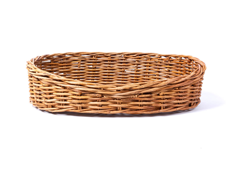 Luxury Dog Bed:  Oval Rattan Dog Basket (Natural)