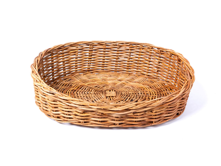 Luxury Dog Bed:  Oval Rattan Dog Basket (Natural)