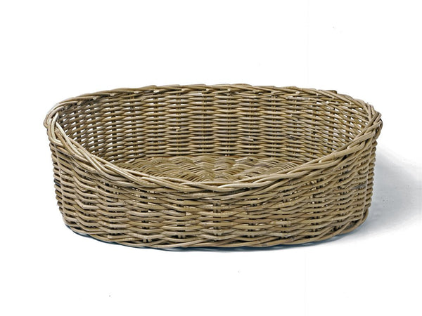 Oval Greywash Rattan Basket
