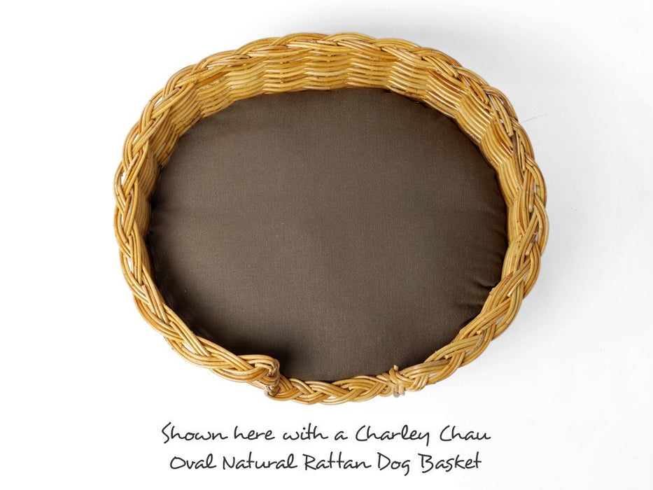 Oval Dog Bed Mattress shown here with Oval Natural Rattan Dog Basket