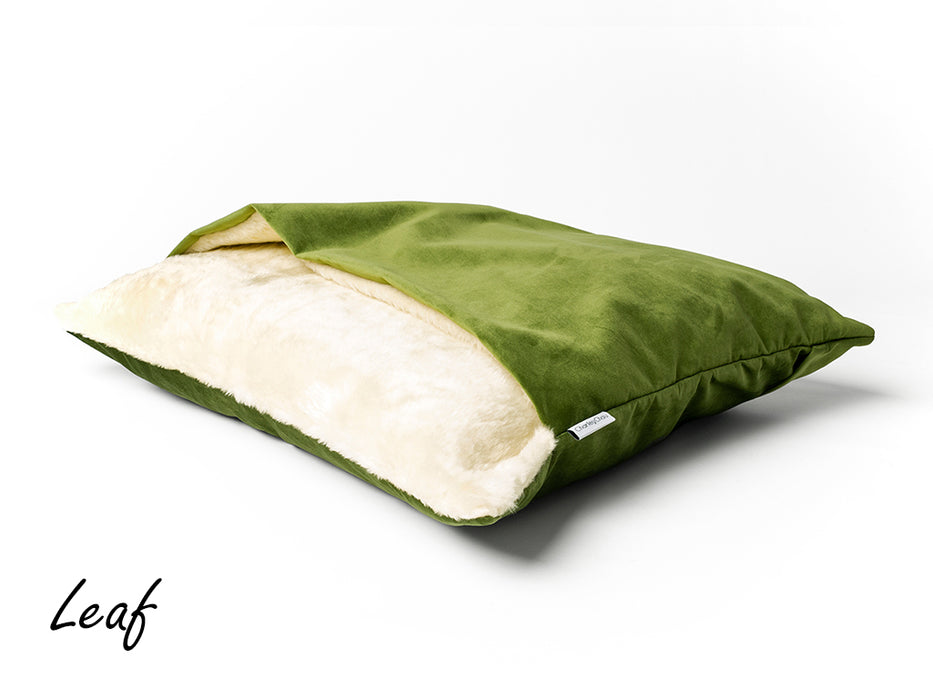 Charley Chau Snuggle Bed in Velour - luxury burrow bed for dogs