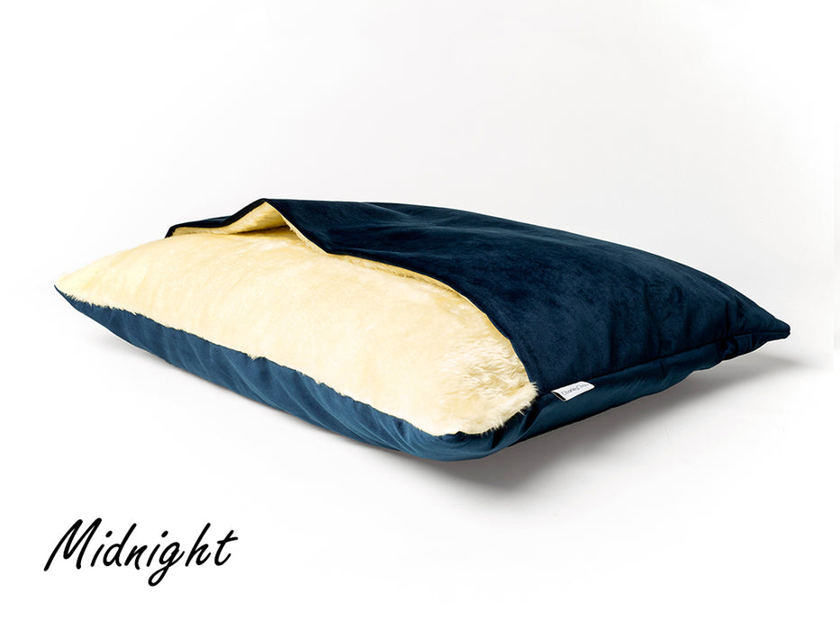 Charley Chau Snuggle Bed in Velour - luxury burrow bed for dogs