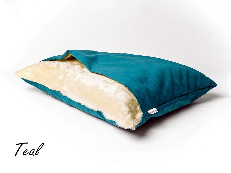 Charley Chau Snuggle Bed in Velour - luxury burrow bed for dogs