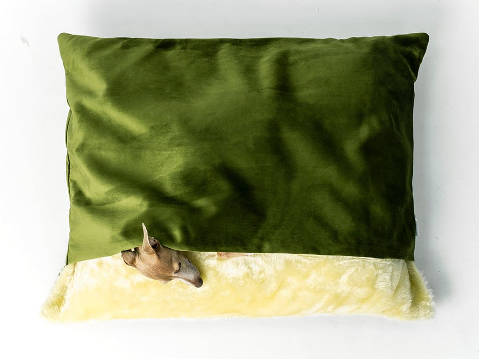 Charley Chau Snuggle Bed in Velour Leaf