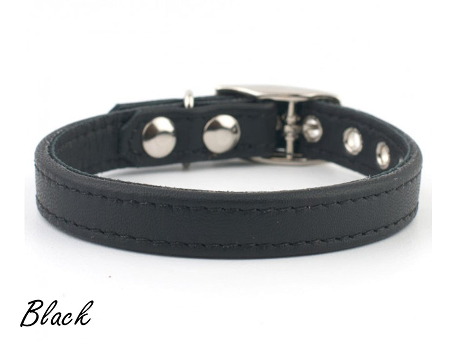 Bespoke, made-to-order, classic leather puppy dog collar