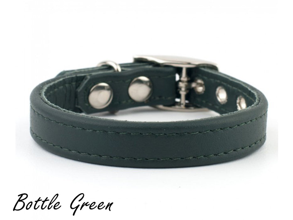 Bespoke, made-to-order, classic leather puppy dog collar