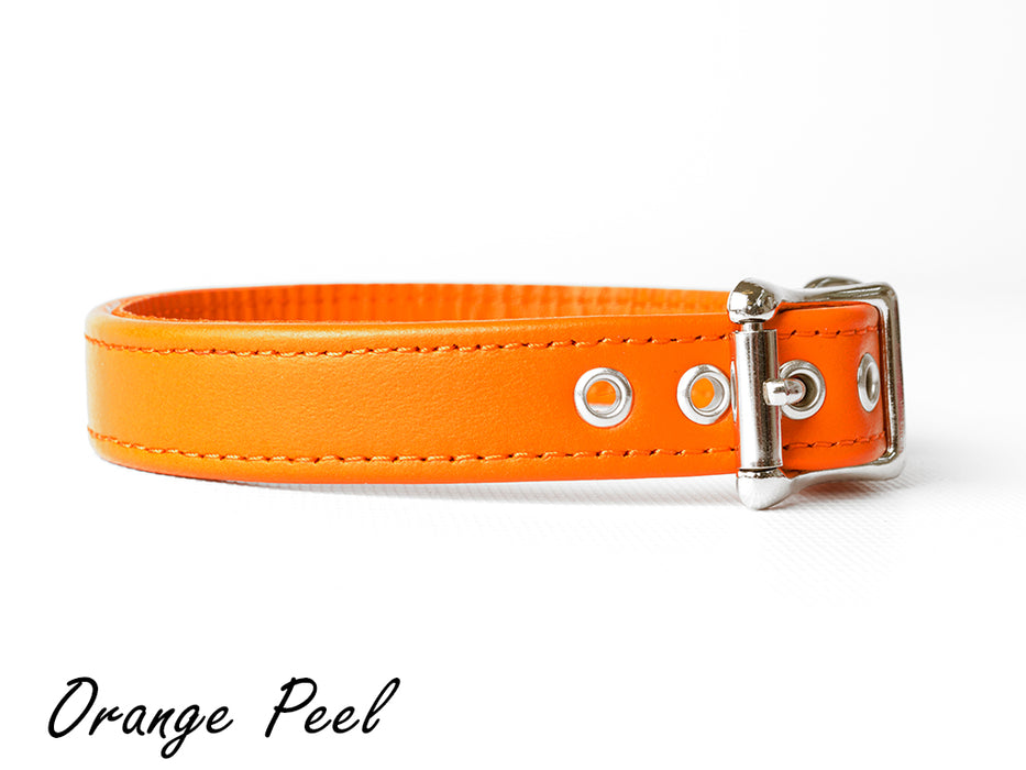 Bespoke, made-to-order, classic leather puppy dog collar